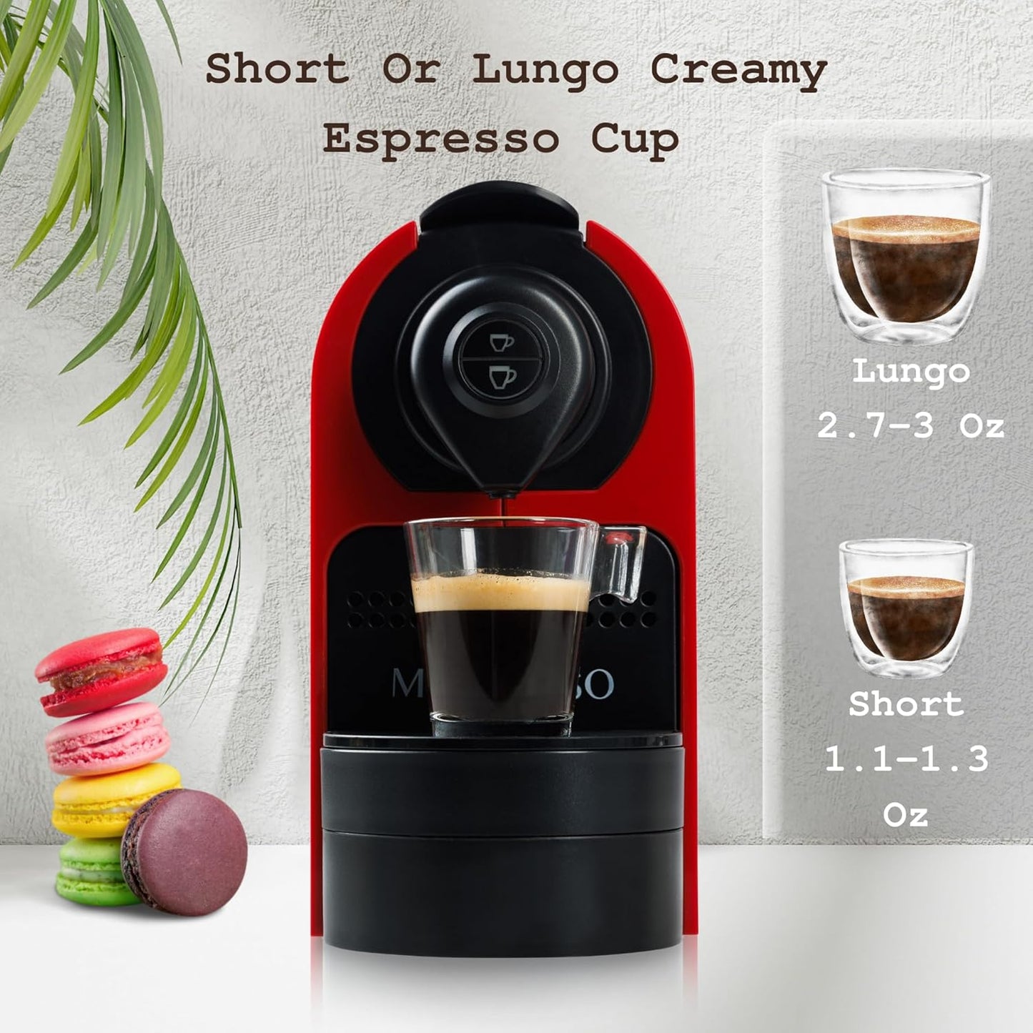 Mixpresso Espresso Machine, Compatible with Nespresso OriginalLine Capsules | 1400W single serve coffee maker with one-touch operation, 19-bar Italian pump and 27oz water tank, red