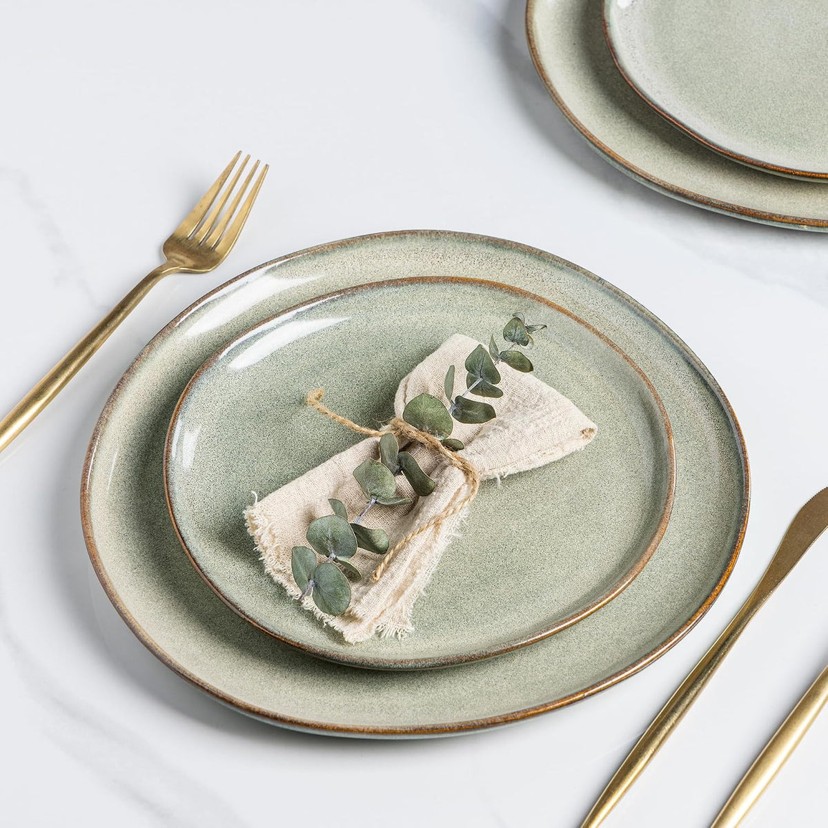 AmorArc Ceramic Dinner Plates Set of 6, 10.5 Inch Stoneware Plates Set | Handmade Reactive Glaze Plates, Rustic Shape Dinnerware Dish Set for Kitchen, Microwave &amp; Dishwasher Safe, Scratch Resistant