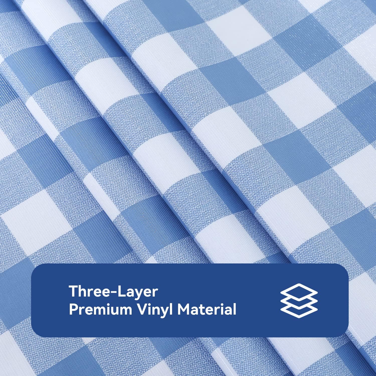 Romanstile Rectangle Vinyl Tablecloth, 100% Waterproof Buffalo Gingham Plastic Table Cloth, Heavy Duty Wipeable Checkere