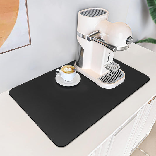 PoYang 17"x12" Coffee Mat Small, Coffee Bar Accessories for Countertop, Absorbent Dish Drying Mat, Anti-Slip and Hide Stain