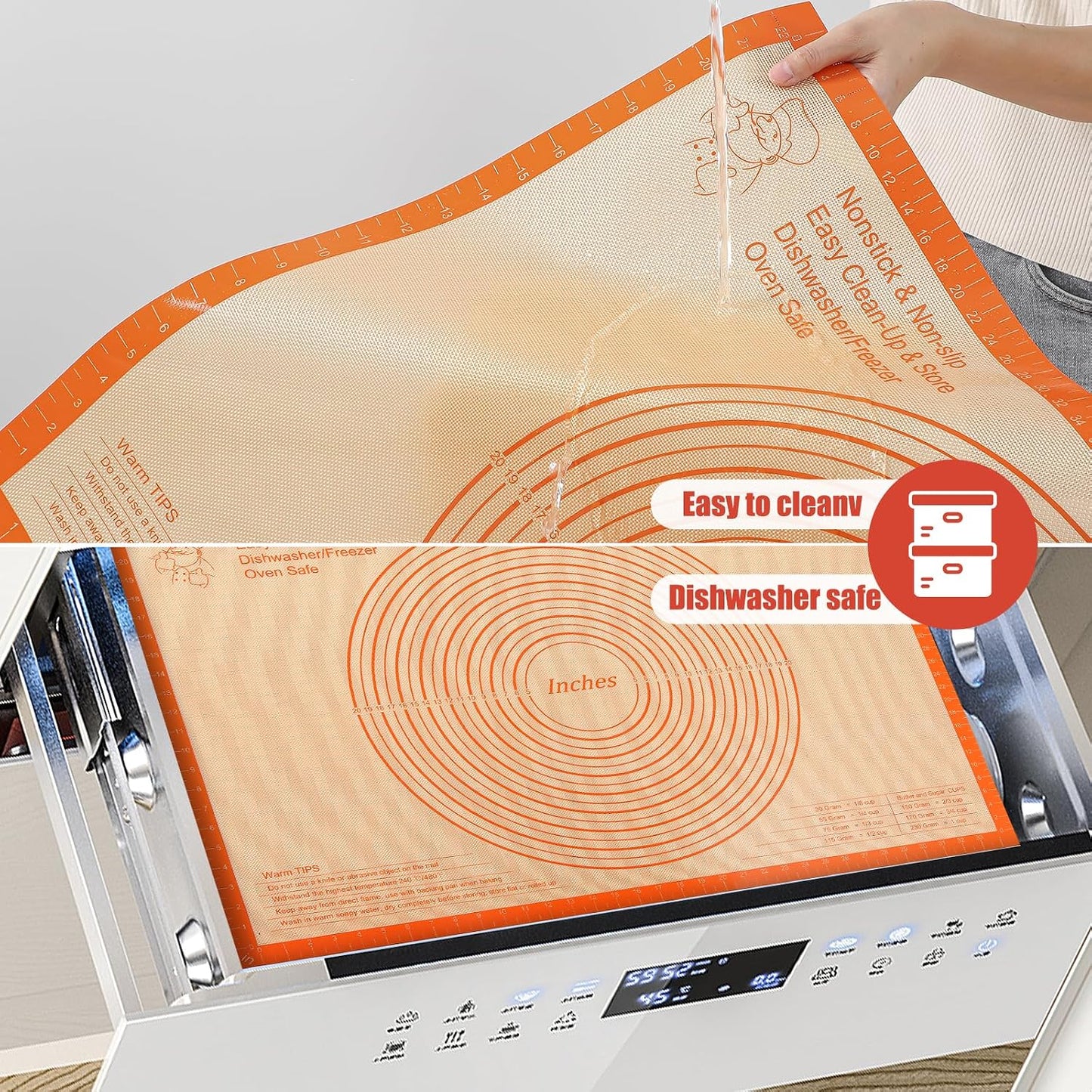 Silicone Pastry Mat 36X24 Inch Baking Mat for Counter Dough Rolling Mat | Perfect for Dough, Pastry, Dough Rolling, Kneading Board, Pie Crust, Fondant, Bread, Pasta, Pizza, Kitchen Counter Mat