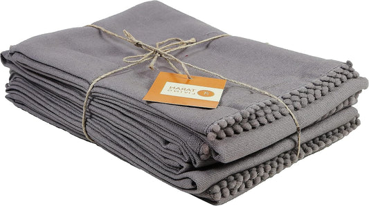 TARAN LIVING Hand Towels 100% Cotton Solid Kitchen Dish Cloths 18"x 28", Grey, Pack of 6 Decor Kitchen Hand Towel Reusuable