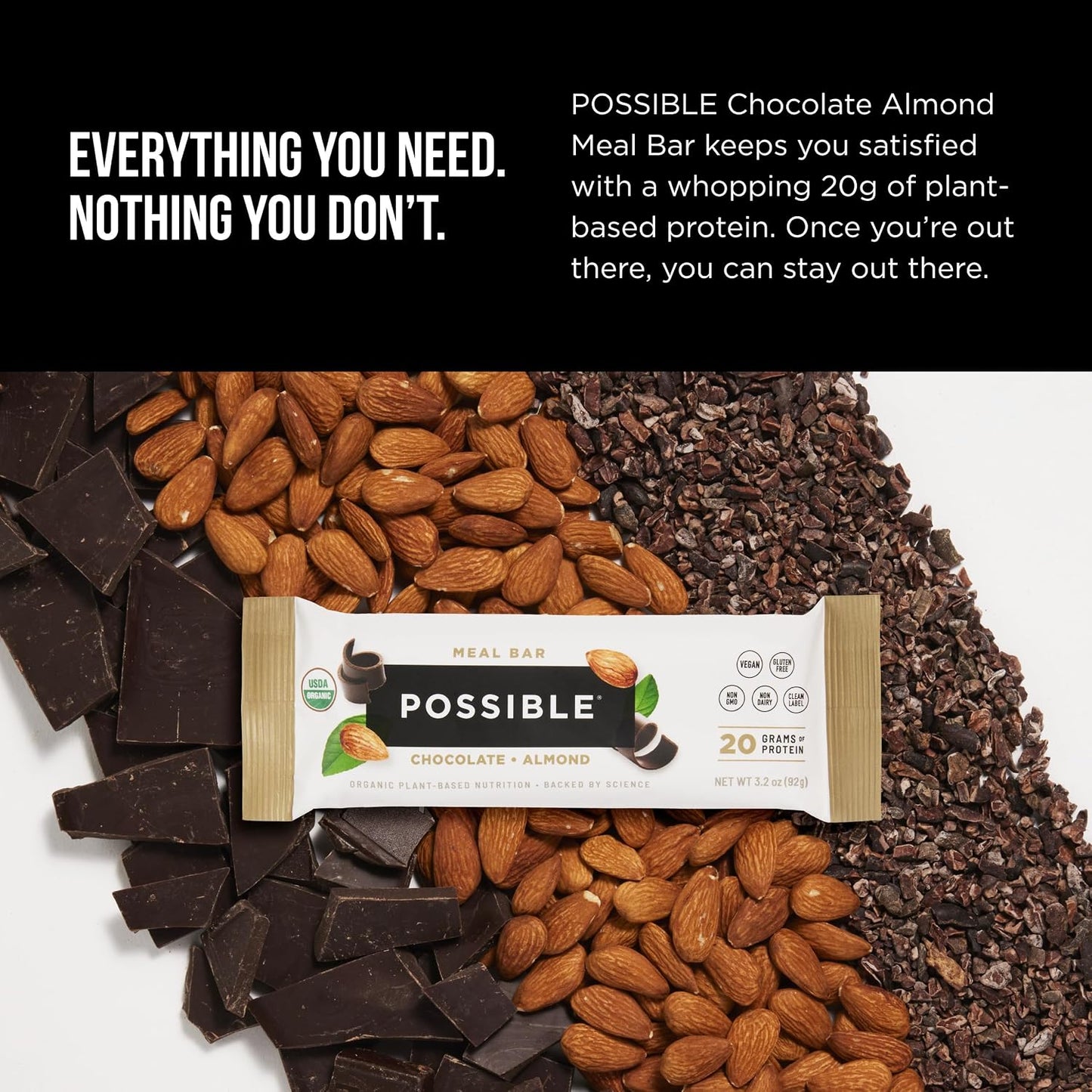 POSSIBLE Meal Bar, Chocolate Almond, 10 Count (Pack of 1)