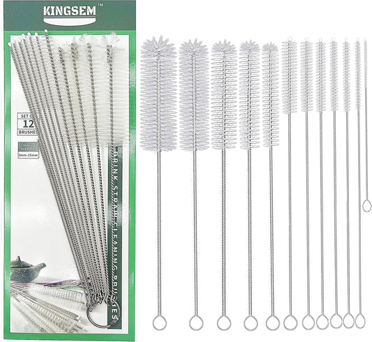 12 PCS Straw Cleaner Brush kit with 2mm-25mm /6.5-10 INCH for Tube and Pipe.Tumbler, Sippy Cup, Bottle with