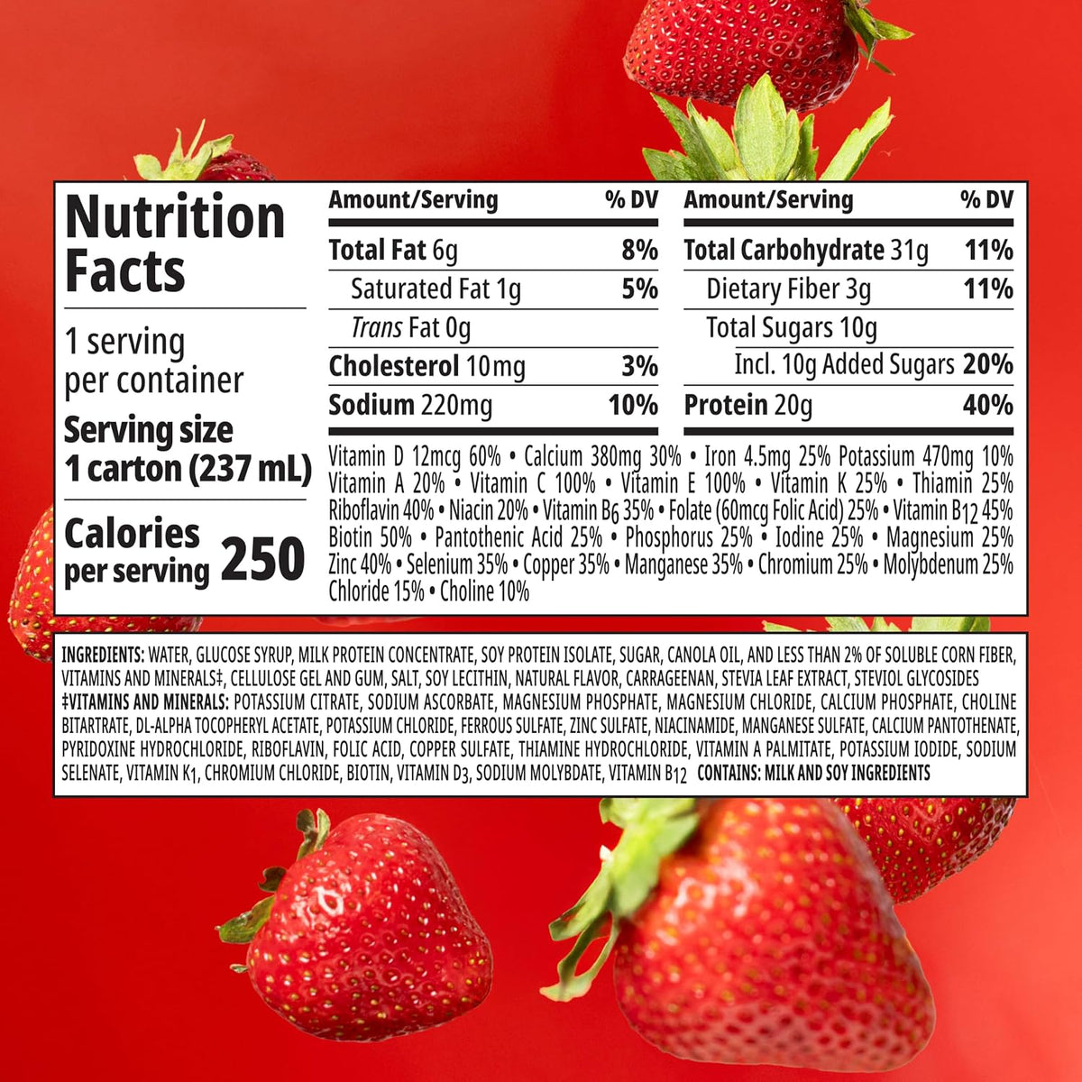 BOOST High Protein with Fiber Balanced Nutritional Shake, Strawberry, 24 pk