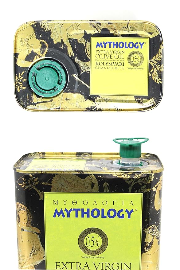 Mythology Greek Olive Oil From Greece, Cold Pressed Extra Virgin Olive Oil, Certified PDO Kolymvari Chania Crete, 3 Liter