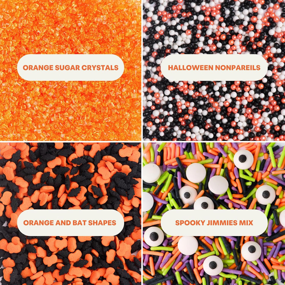 Sweets Indeed Halloween Sprinkles 4 Pack, Sugar &amp; Candy Eyeballs 11.57oz