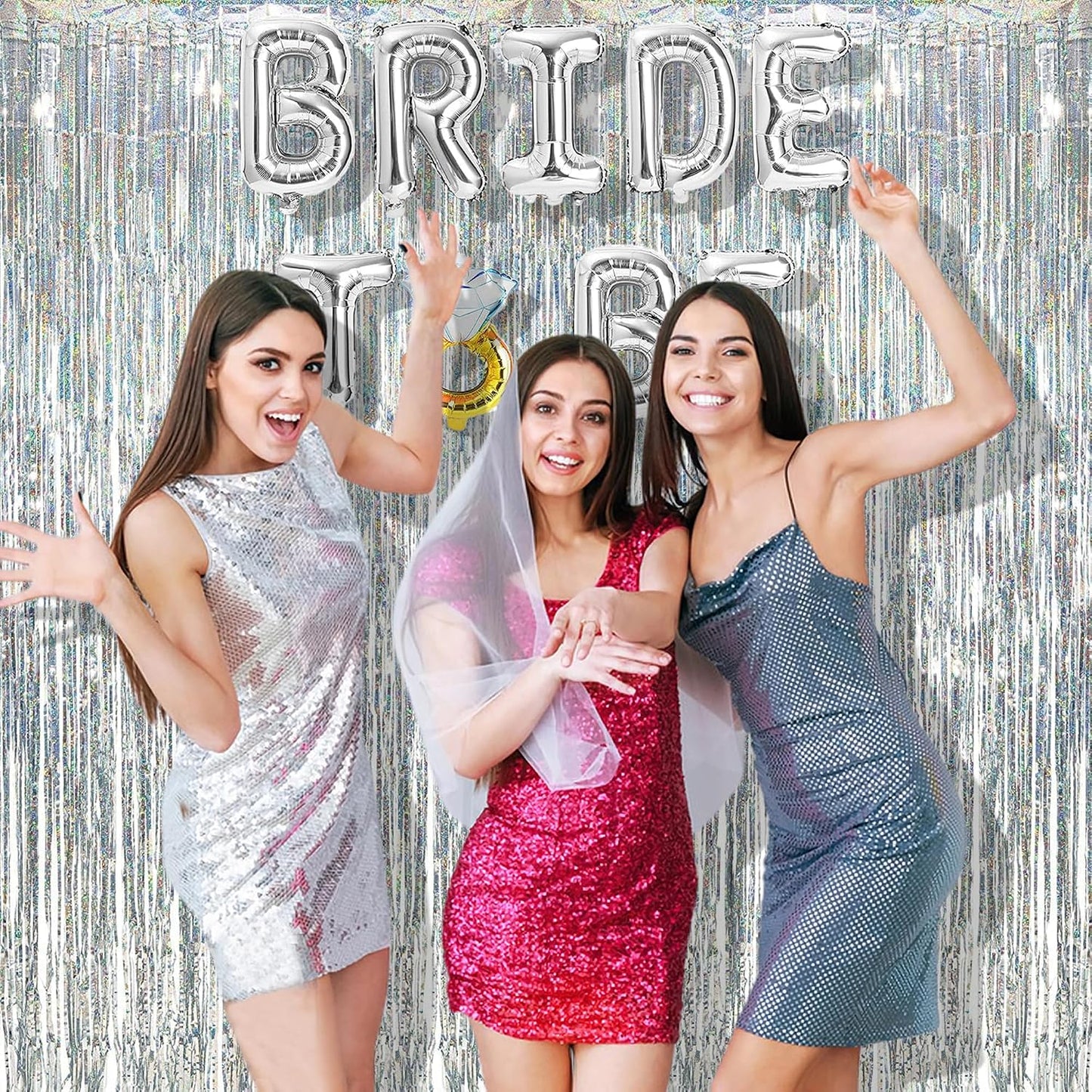BRAVESHINE Silver Streamers Party Fringe Backdrop Christmas Decorations | 3.2x8.2ft Tinsel Foil Curtain for Birthday/Disco/Bachelorette/Anniversary/Engagement/Bridal Shower/Dance Ball/Snowflake Decor