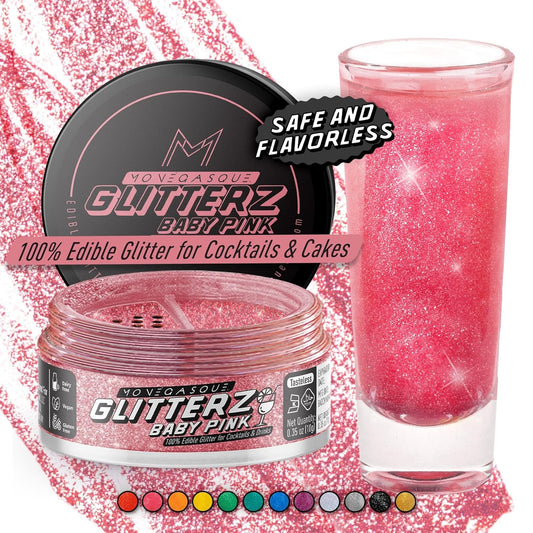MONÉGASQUE Baby Pink Edible Glitter for Drinks 10g – Pink Edible Glitter for Cakes & Cocktails – Halloween Drink Shimmer