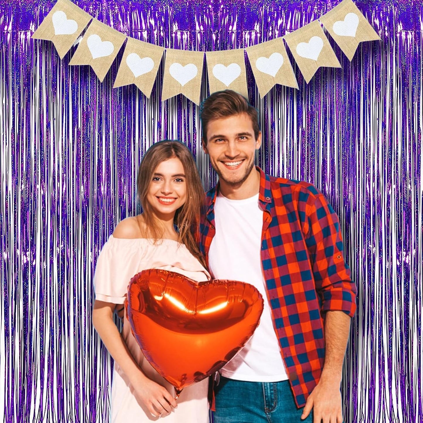 BRAVESHINE Purple Foil Fringe Curtains | Party Streamers Backdrop | 3.2x8.2ft Tinsel Curtain for Hunters/Girls/Birthday/Mermaid/Bachelorette/Anniversary/Engagement//Bridal Shower Decorations