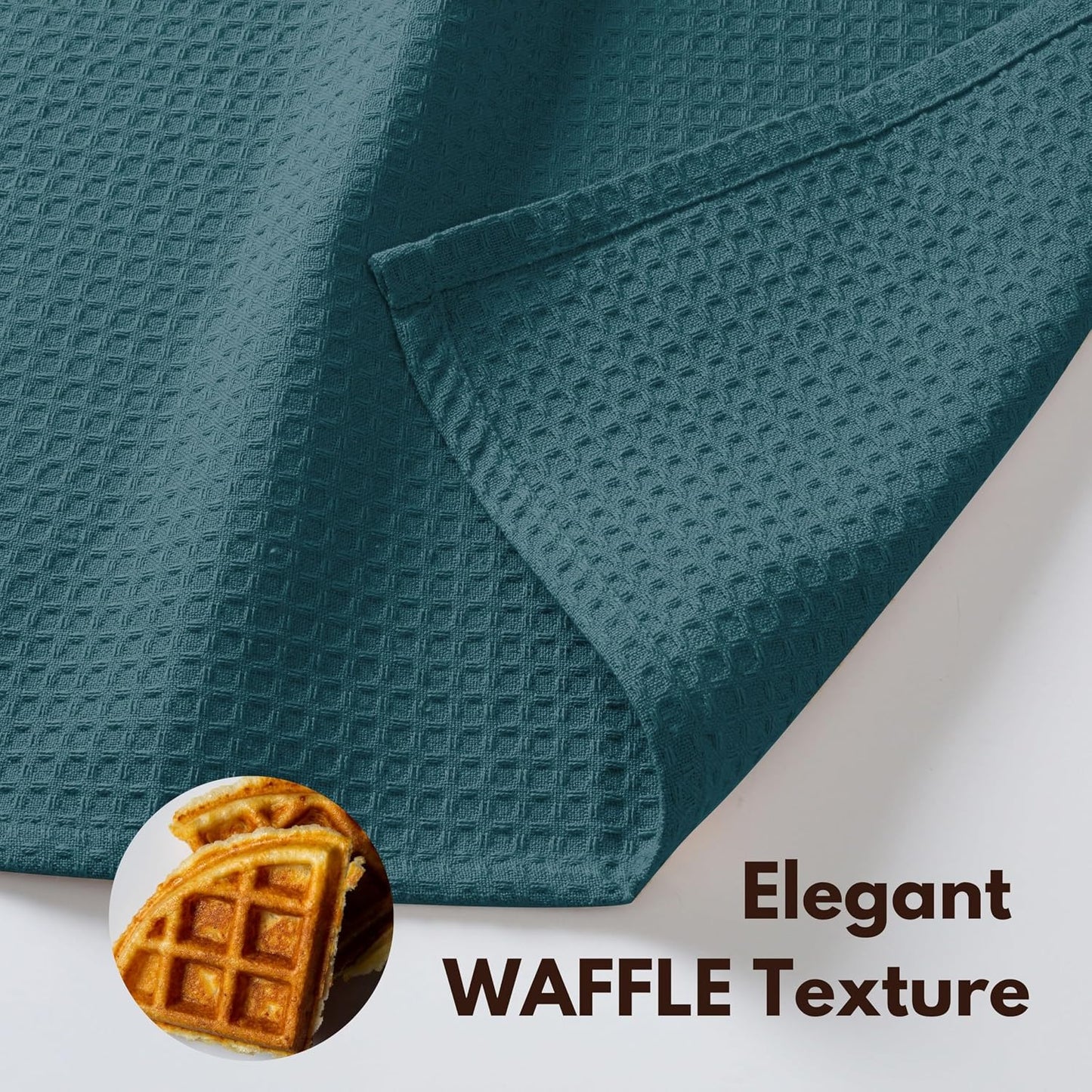 Native Fab 6 Pack Waffle Dish Cloths - 100% Cotton Absorbent, Quick Drying &amp; Soft Towels for Cleaning, Cooking &amp; Baking - Ideal for Home, Restaurants &amp; Cafes - 12x12 Inches - Teal Green