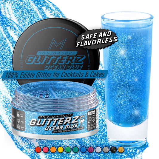 MONÉGASQUE Ocean Blue Edible Glitter for Drinks 10g – Blue Edible Glitter for Cakes & Beverage - Champagne & Halloween