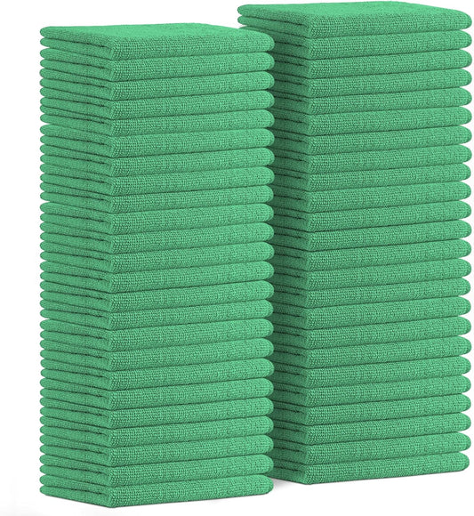 Avalon Towels Microfiber Absorbent Bar Towels, Rags for House Cleaning, Lint Free, Reusable and Washable (Green Value Pack