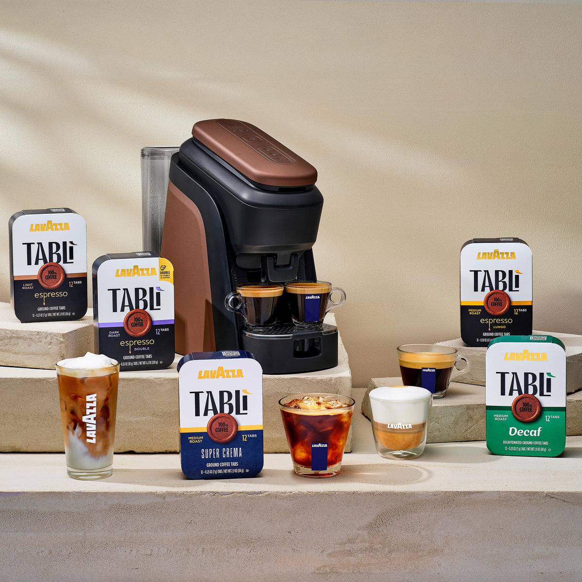 Lavazza Tabli Espresso Machine, works with 100% Coffee Tabs (Brown)