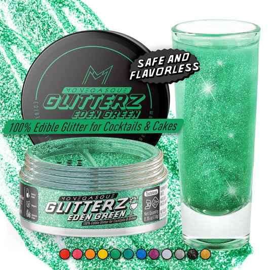 MONÉGASQUE Eden Green Edible Glitter for Drinks 10g – Edible Glitter for Cakes & Cocktails – Food Coloring Spray for
