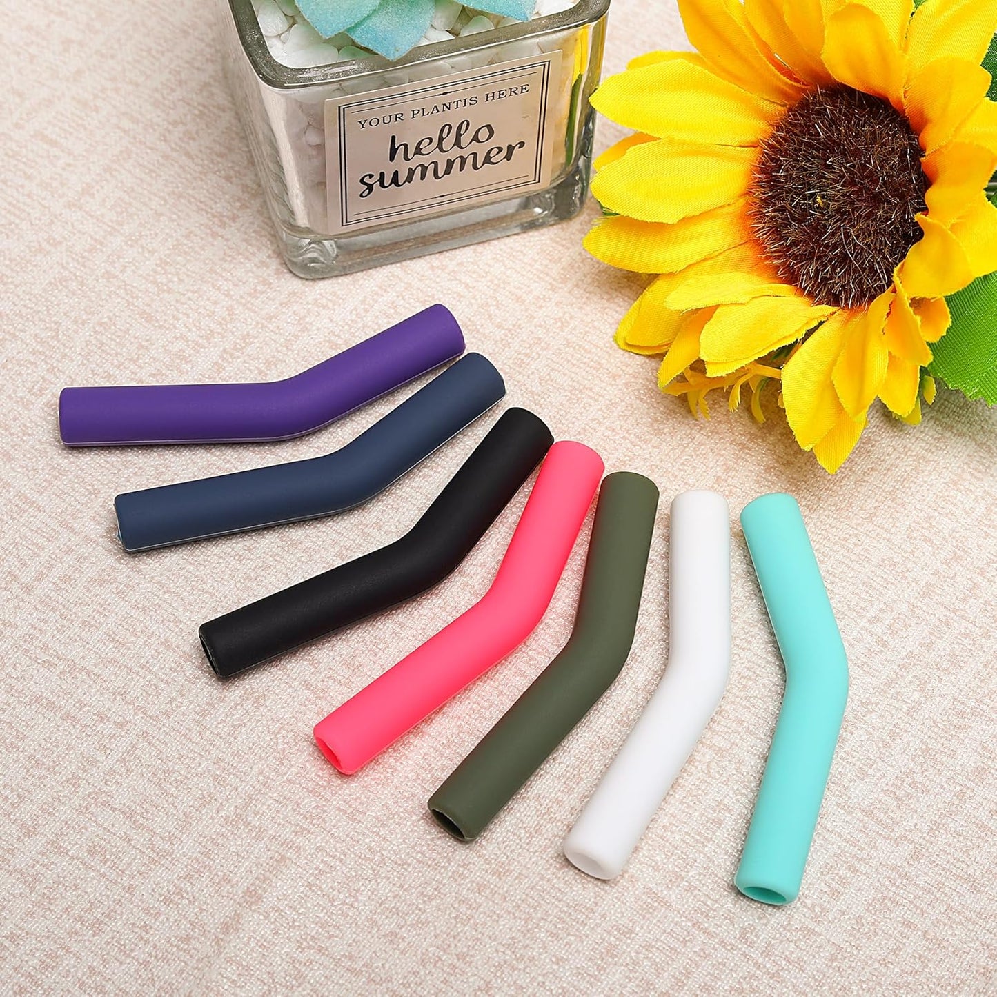 Zibtes-4PCS Silicone Straw Tips- Food Grade Rubber Metal Straws Tips Covers Only Fit for 1/3 Inch Wide(8MM Outdiameter) Stainless Steel Straw-Army Green