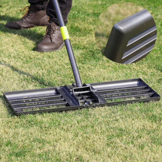 Lawn Leveling Rake, Heavy Duty Levelawn Tool for Garden Level Soil or Dirt Ground Surfaces Easily, 26” x 10” Ground Plate,