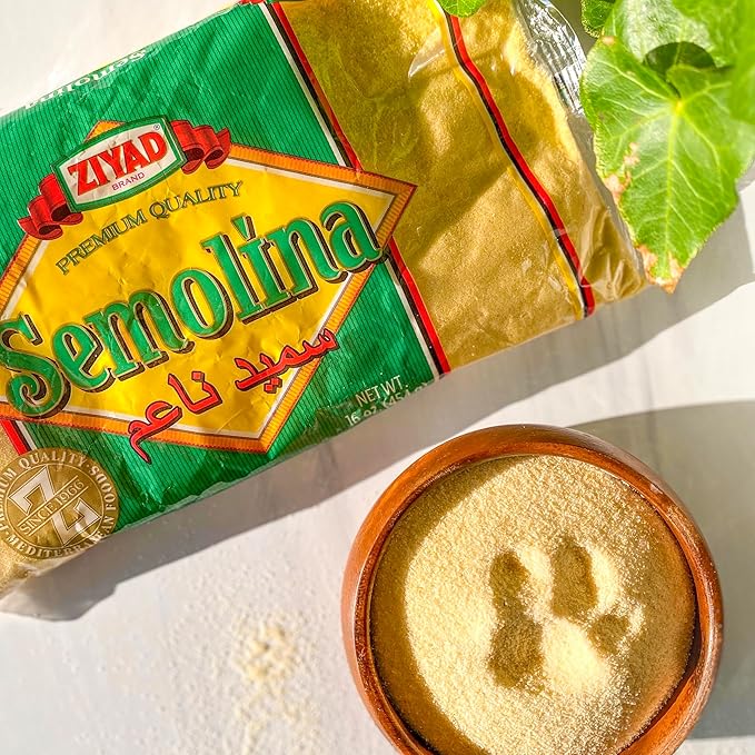 Ziyad Semolina Wheat, Smeed, Semolina Flour, Perfect for Stews, Soups, Gravy, Baking Breads, Biscuits, Pizza Crust with Low Fat, High Protein, High Fiber! 16oz