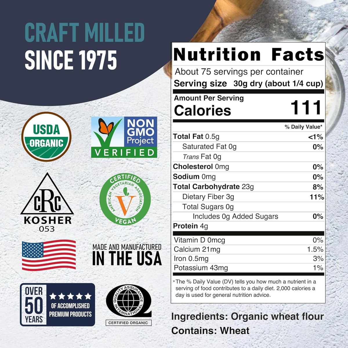Great River Milling Organic Whole Wheat Pastry Flour, 5 lb | Organic Whole Wheat Pastry Flour for muffins, cookies, cakes, scones, biscuits, pancakes and pie crust; soft lower-gluten