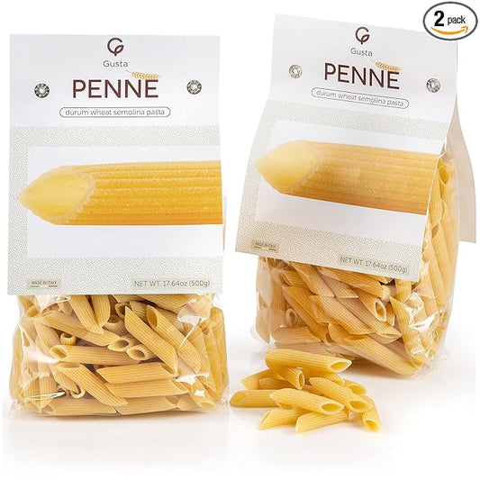 Gusta Penne Rigate Pasta - Premium Italian Pasta from Italy - Durum Wheat Semolina Organic "Al Dente" Pasta - Non-GMO &