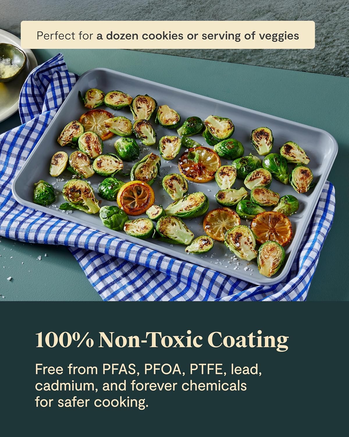 Caraway Non-Stick Ceramic Medium Baking Sheet Duo | Naturally Slick Ceramic Coating, Non-Toxic, PTFE and PFOA Free, Perfect for Baking, Roasting, and More, (15" x 10"), Gray