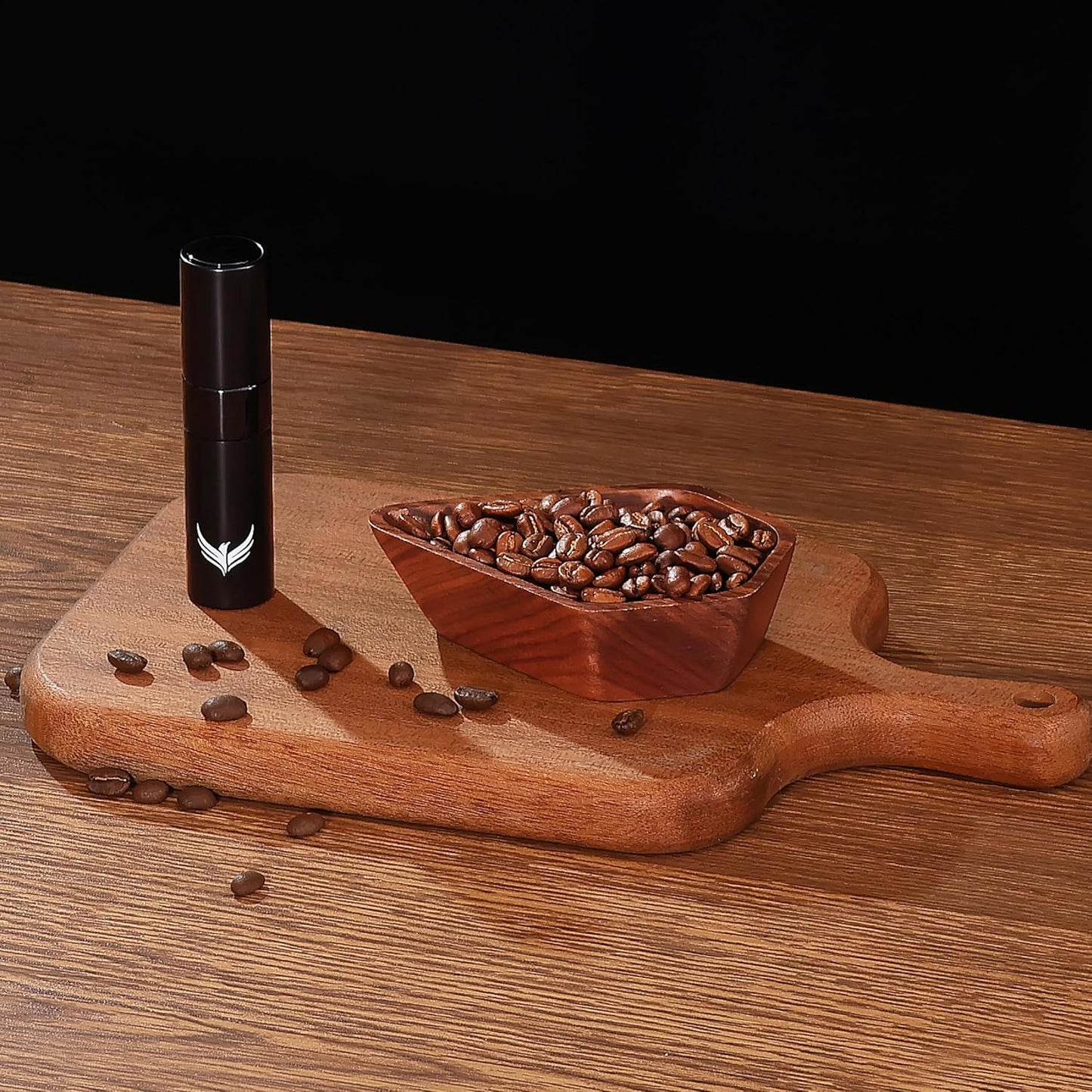 Walnut Coffee Bean Dosing Cup and RDT Spray Bottle, Wooden Espresso Dosing Vessel for Single Dose Measuring, Coffee Bean Spritzer, 30g Capacity, Barista Accessories