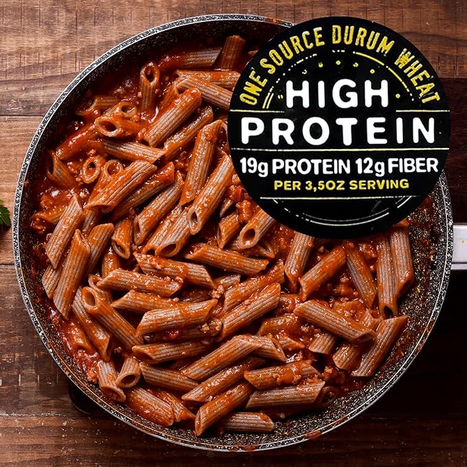Garofalo - High Protein Penne Rigate Pasta | Premium Durum Wheat Semolina with 19g Protein & 12g Fiber | Italian Made, Bronze-Drawn, PGI Certified (16 oz, 4-Pack)