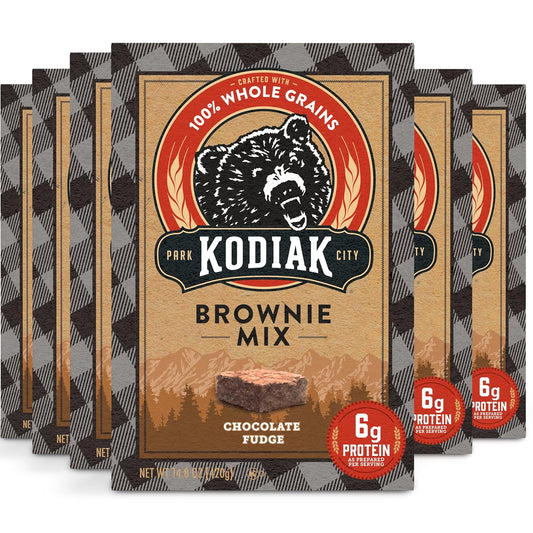 Kodiak Cakes Chocolate Fudge Brownie Mix, 14.8 Ounce Boxes (Pack of 6)