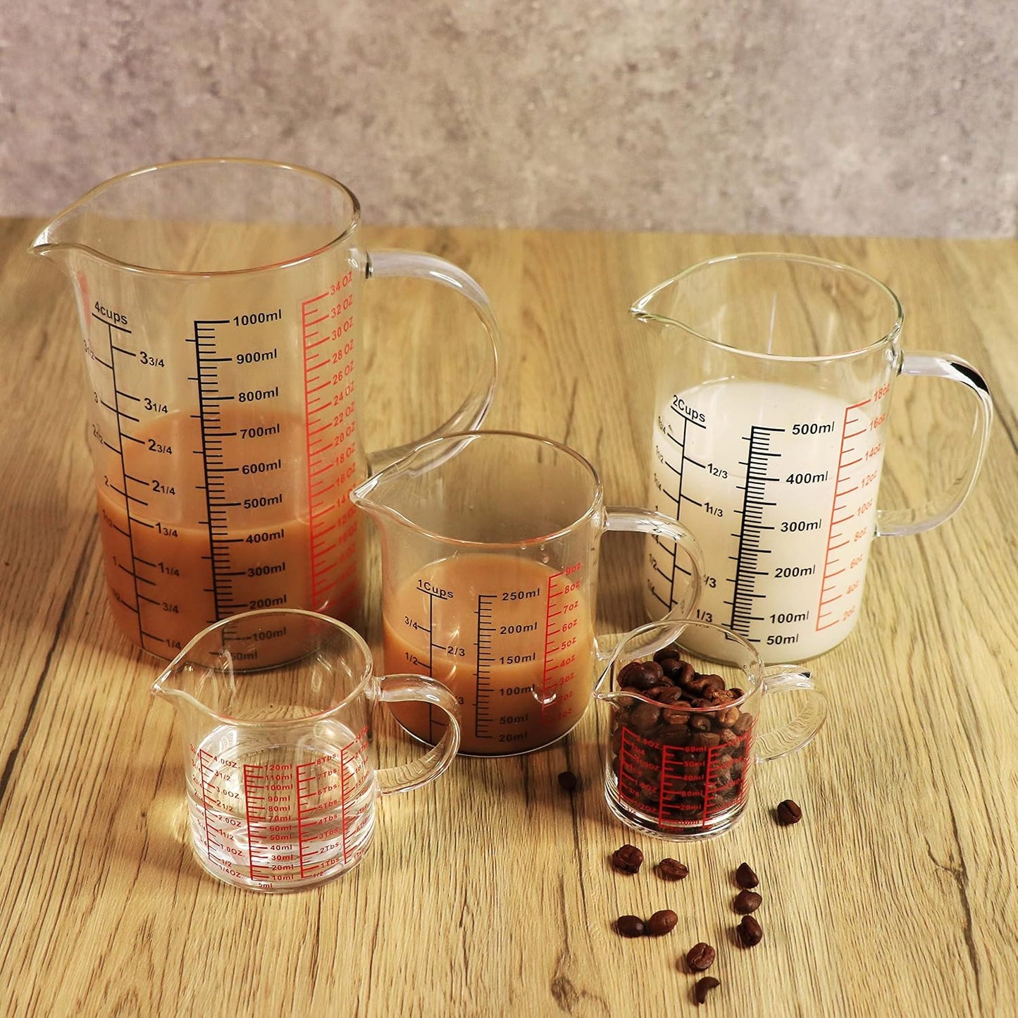 Ackers BORO3.3 Glass Measuring Cup-[Insulated handle | V-Shaped Spout]-Made of High Borosilicate Glass Measuring Cup for Kitchen or Restaurant, Easy to Read, 500 ML (16 Oz, 2 Cup)