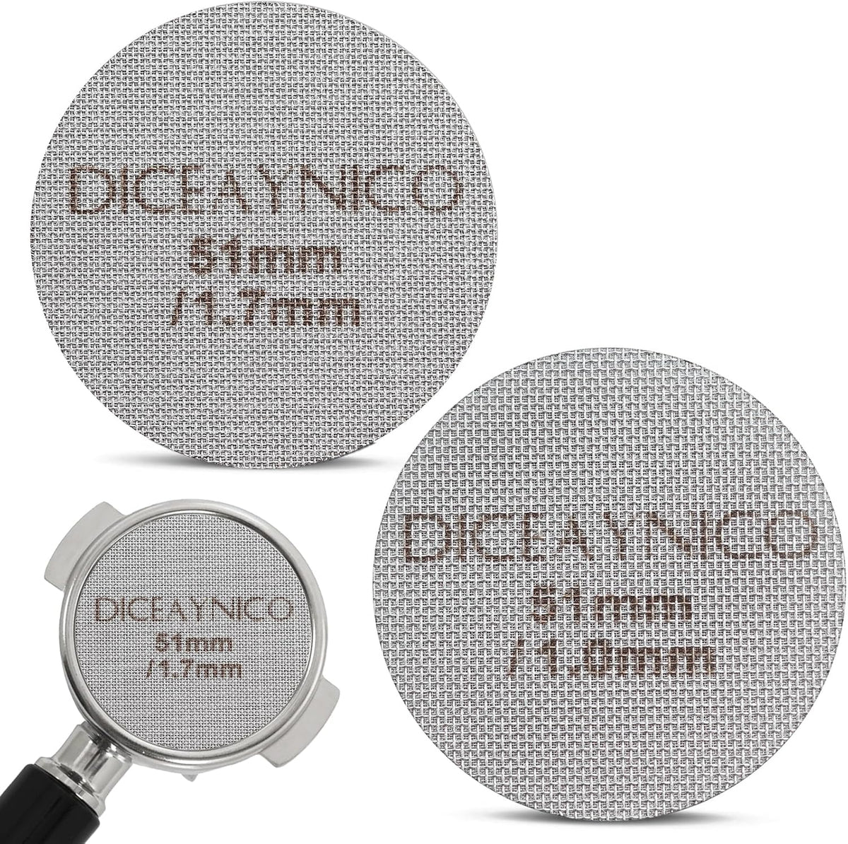 2PCS Espresso Puck Screen, Metal Coffee Filter, 1mm &amp; 1.7mm 51mm | 1.0mm &amp; 1.7mm, 150um 316 Stainless Steel, Reusable Barista Filter for 51mm Portafilter Basket