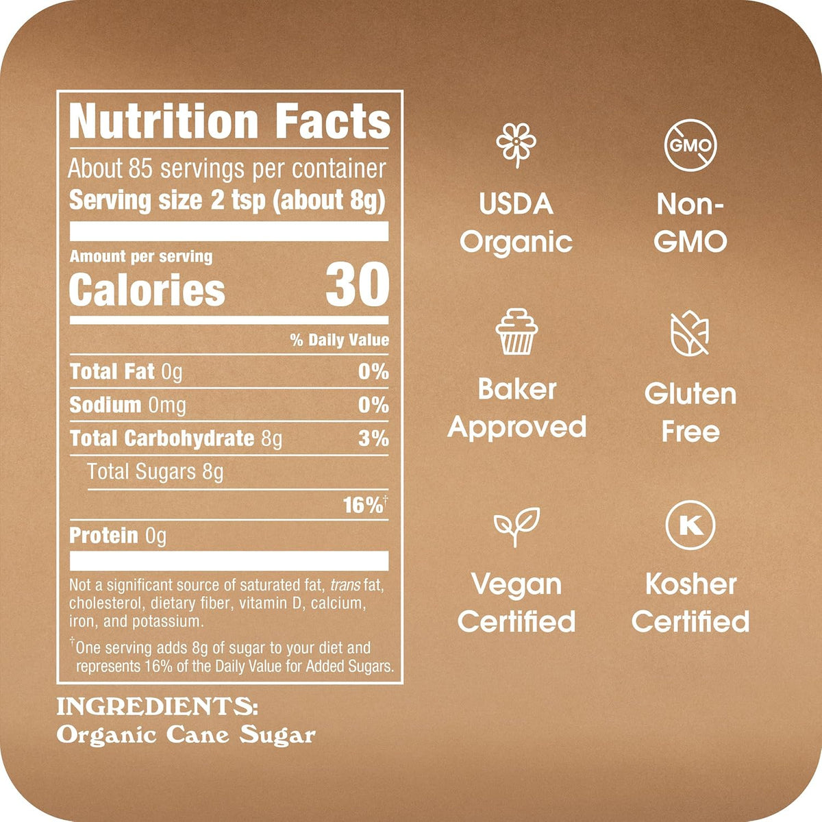 Sugar In The Raw, Organic Cane Granulated Sugar Bag, 24 oz | Fair Trade &amp; USDA Organic Certified Granulated Cane Sugar, Non-GMO Project Verified, Kosher, Vegan and Gluten Free