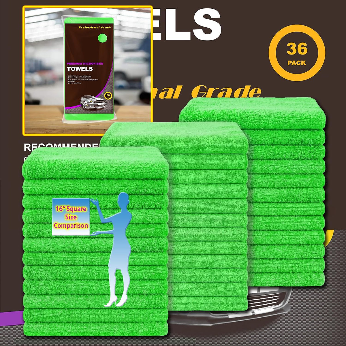 Green Large Microfiber Cleaning Towels