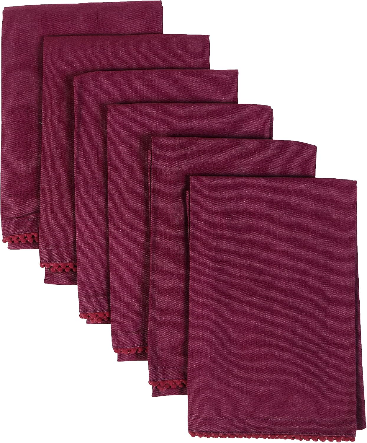TARAN LIVING Kitchen Towels with Hanging Loop 100% Cotton Solid Kitchen Dish Cloths, Valentine Decor Kitchen Hand Towel Reusuable Dish Towel for Cleaning &amp; Drying 18"x 28", Pack of 6 Deep Purple