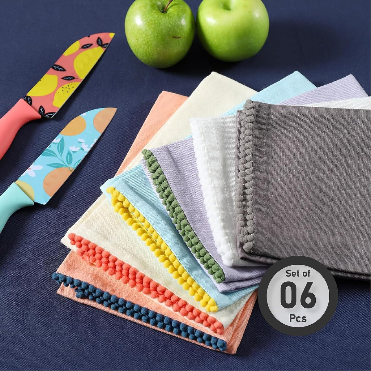 Kitchen Towels 100% Cotton Solid Kitchen Dish Cloths, Kitchen Hand Towel Reusuable Dish Towel for Cleaning &amp; Drying Tea Towels Set with Hanging Loop - 18"x 28", Pack of 6 Pastel Colors