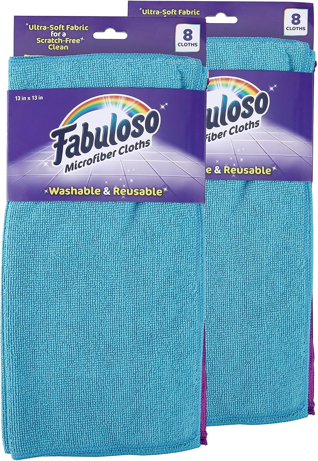 Fabuloso Microfiber Cleaning Cloths for Home &amp; Car, 13x13, 8 Ct, 2-Pack