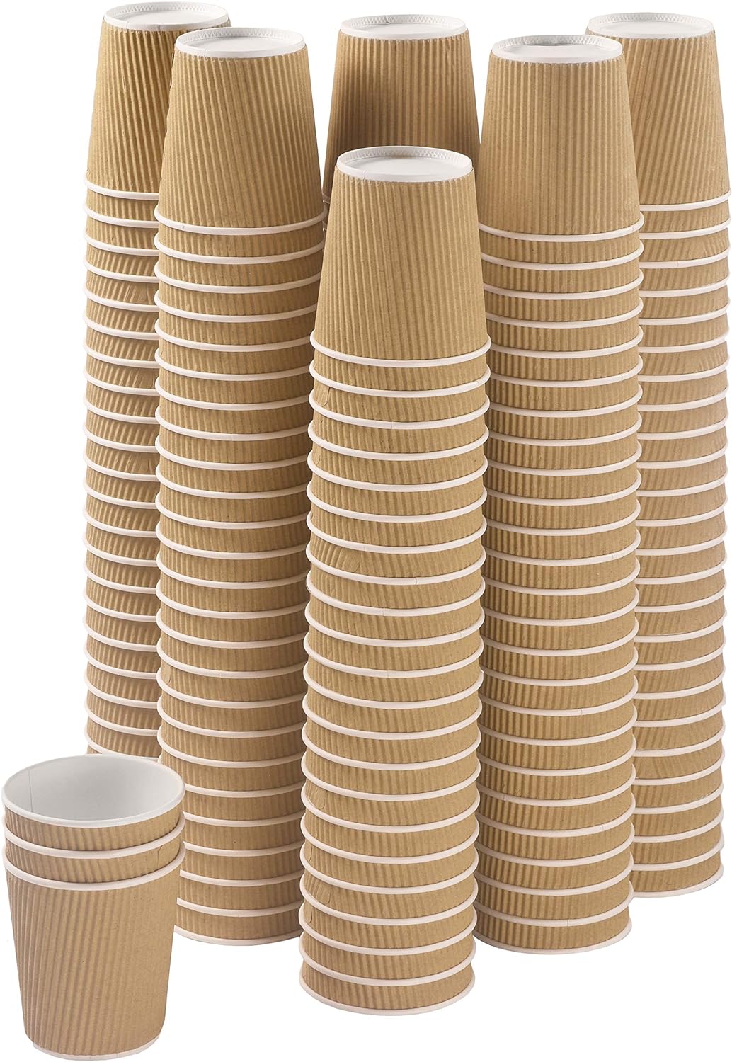 NYHI 150 6 oz Ripple Kraft Paper Cups Brown Hot Cold Cups 3 Layer Rippled Small Insulated Disposable