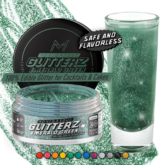 MONÉGASQUE Emerald Green Edible Glitter for Drinks 10g – Green Edible Glitter for Cakes & Cocktails – Halloween Food