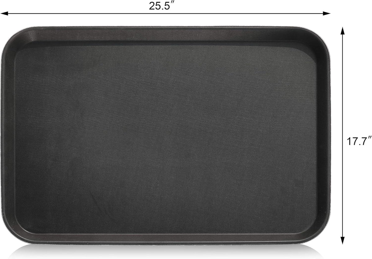 New Star Foodservice Restaurant Grade Non-Slip Tray, Plastic, Rubber Lined, Rectangular (Black, 18-Inch x 26-Inch)
