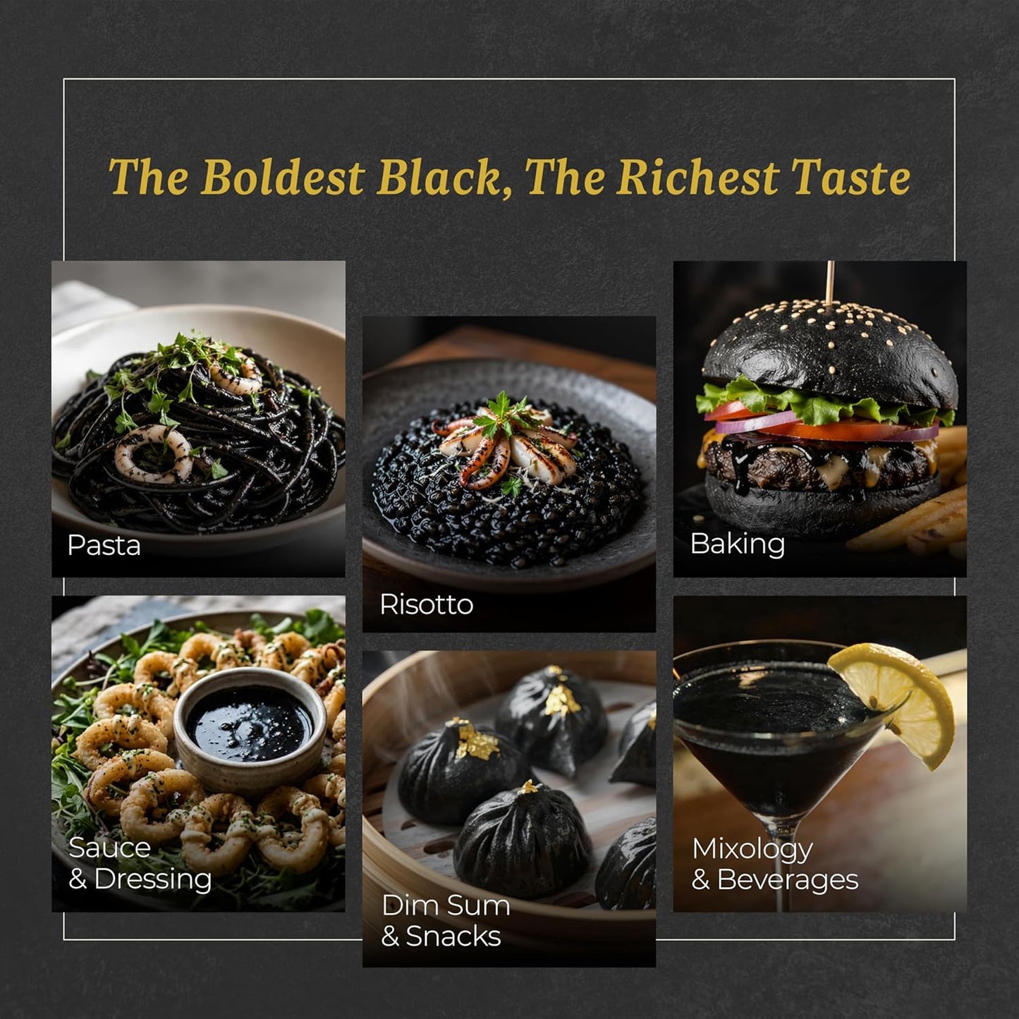 Black Hut Squid Ink for Cooking, Cuttlefish Ink, 5g x 20 Pack, 3.53 oz | Natural Squid Ink Pasta, Black Food Coloring, Calamari Ink for Rice Noodles Spaghetti Risotto, Halal Certificate