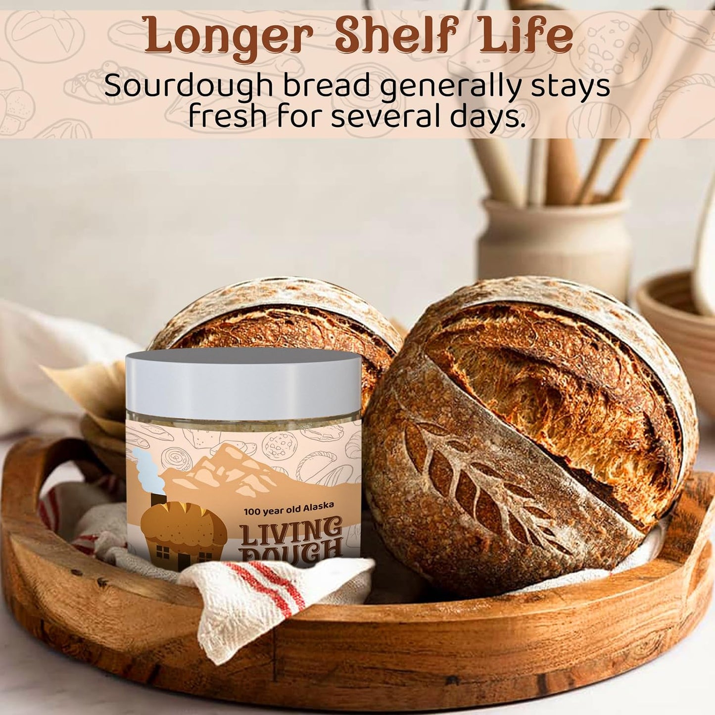 100 Year Old Alaska Fresh Sourdough Starter Culture for Baking, 3.5 Oz | Easy to Use, Active &amp; Live Organic Sourdough Starter for Artisan Bread, Pizza Dough, Waffles, Homemade Bread Recipes &amp; More