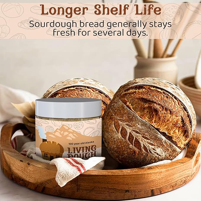 Living Dough - 900 Year Old Sourdough Starter Culture - Active & Live Organic Sourdough Starter for Baking - For Artisanal Bread, Pizza Dough, Waffles & More