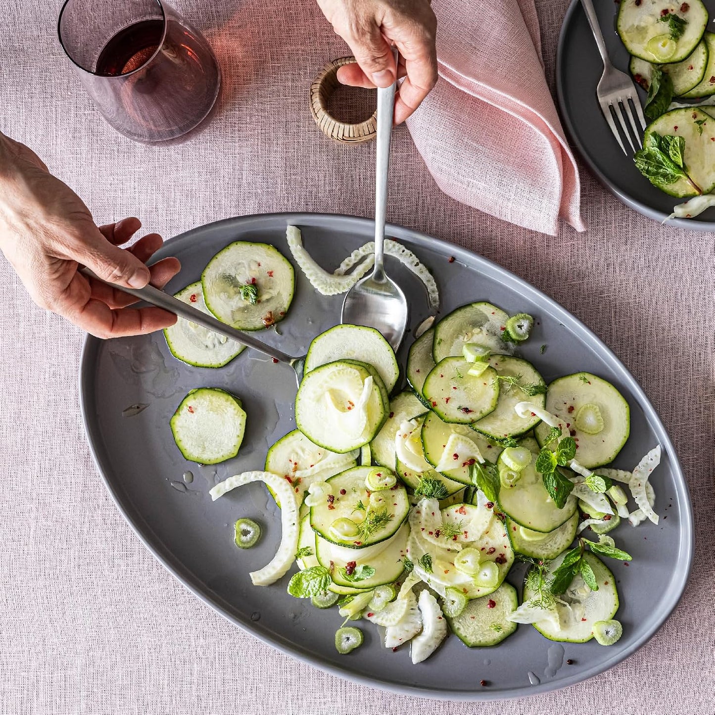 Over&amp;Back Stackable Stoneware Serving Platter - Elegant 1-Piece Oval Serving Platter to Complete Your Kitchen Set - Perfect for Appetizers, Desserts, and More - 16" L x 11" W - Semi-Matte Charcoal