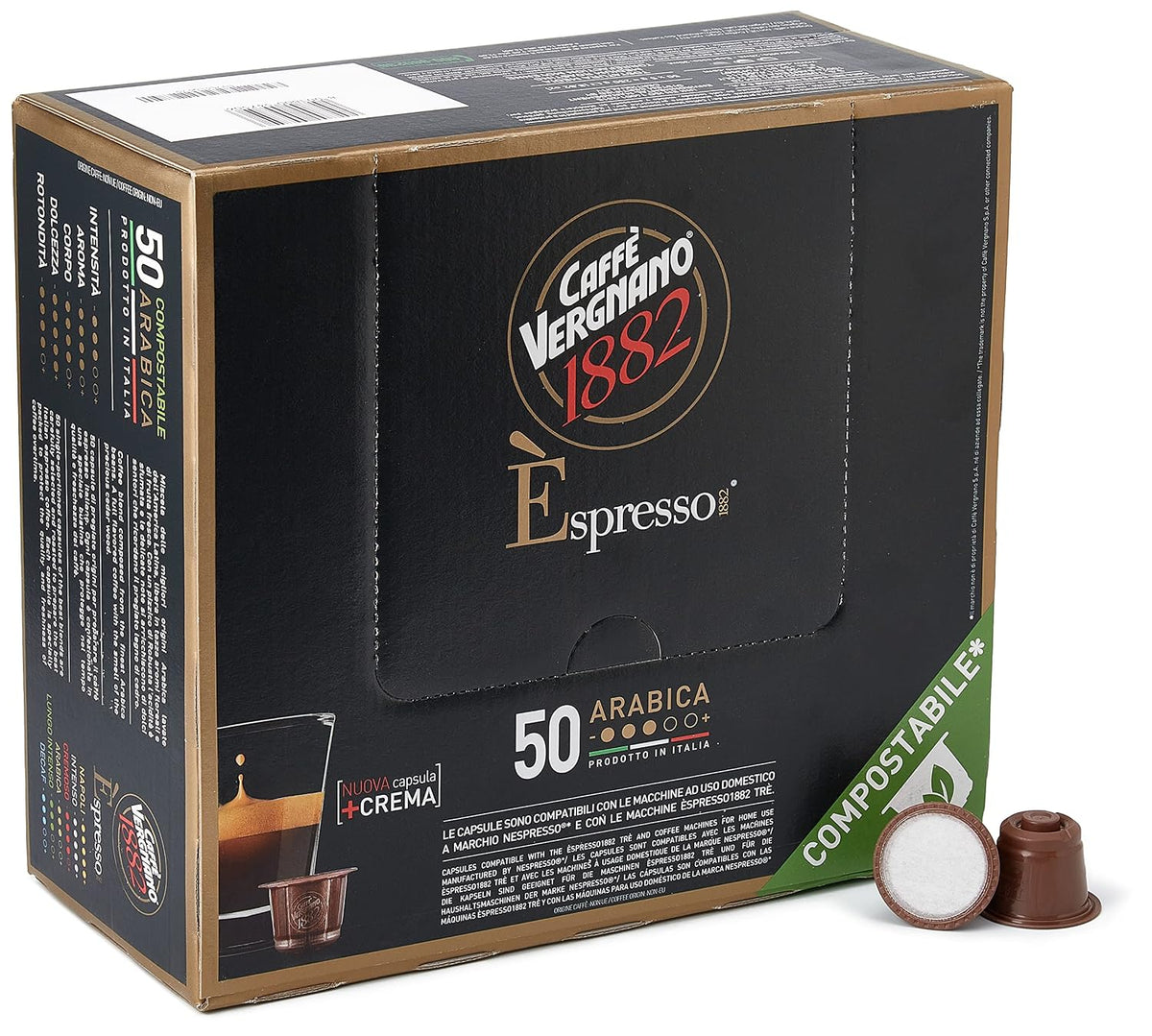 Caffe Vergnano Oro Espresso Pods, Nespresso Original Compatible, 50 Ct