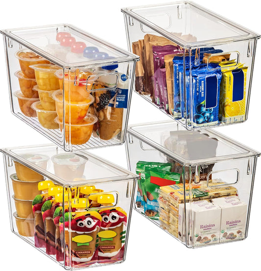 ClearSpace Plastic Storage Bins with Lids for Pantry &amp; Fridge, 4 Pack