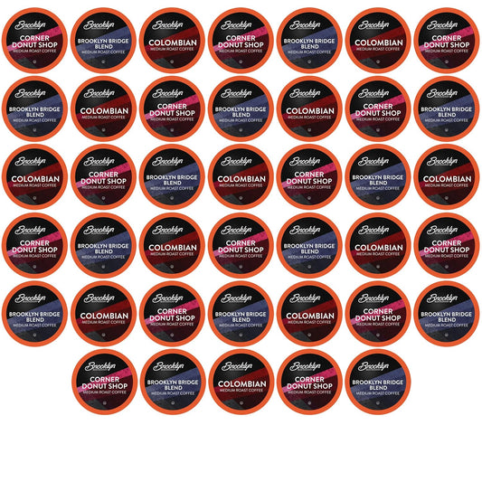 Brooklyn Beans Coffee Pods, Medium Roast Gourmet Variety Pack - Compatible with Keurig K Cup Brewers Including 2.0 Machines, 40 Count