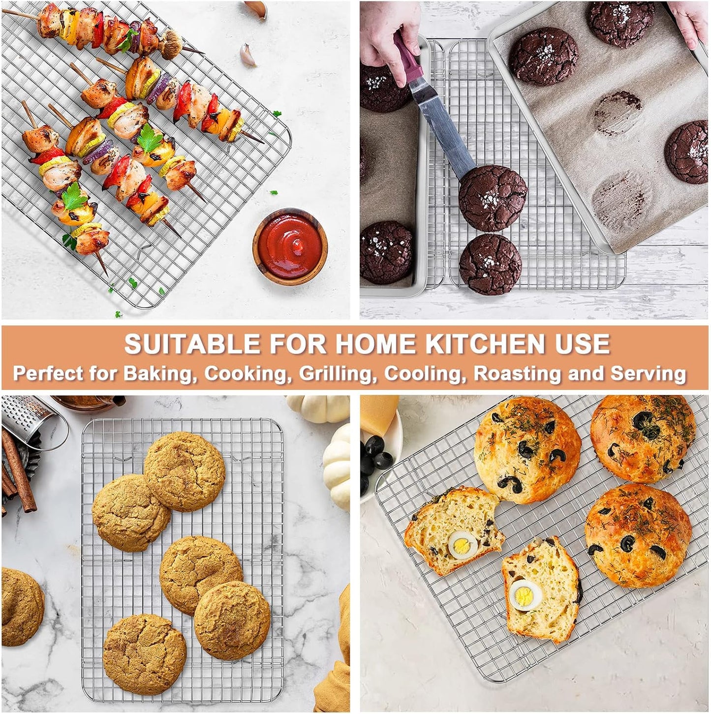 P&amp;P CHEF Baking Pan with Wire Rack, Oven Sheet Tray, 12.5 x 9.7 x 1 Inch | Stainless Steel Bacon Pan with Cooling Rack for Cooking Roasting Cookie, Dishwasher Safe &amp; Easy Clean,Heavy Duty &amp; Healthy