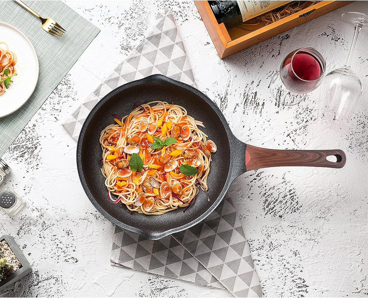 Vinchef Nonstick Deep Frying Pan Skillet with Lid, 11in/5Qt Saute Pan, German 3C+ Ceramic Coating Technology, Heat Indicator, Induction Compatible