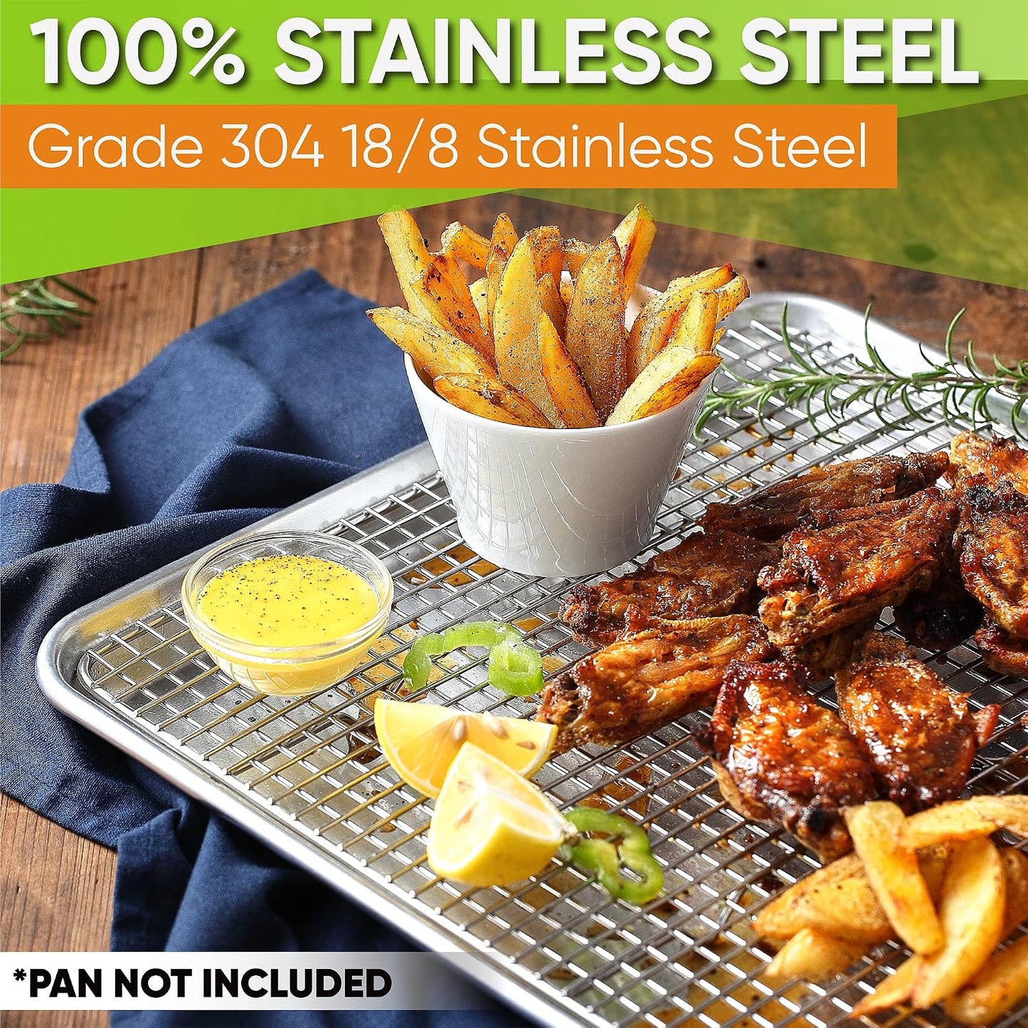 Spring Chef 11.5" x 16.5" Stainless Steel Cooling Rack for Baking, Set of 2 | Heavy Duty Grill Rack for Kitchen, Oven Safe Baking Rack, Fits Half Sheet Roasting Pan, Dishwasher Safe