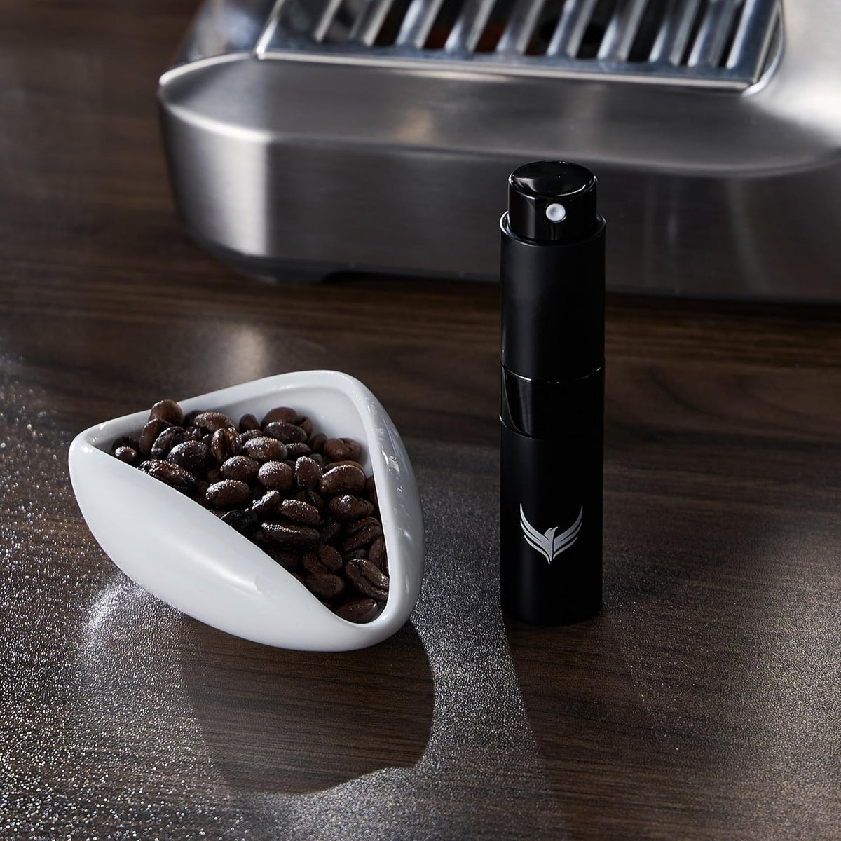 Coffee Bean Dosing Cup and RDT Spray Bottle, Ceramic Espresso Dosing Bowl for Single Dose Weighing, Coffee Spritzer Mister, White 25g Capacity, Barista Accessories