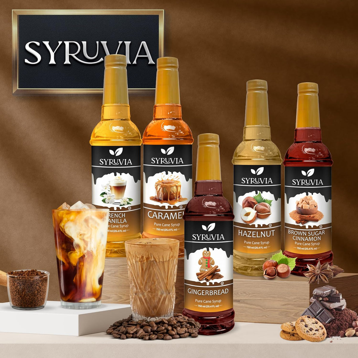 Syruvia S’mores Syrup for Coffee - 25.4 fl oz. Kosher and Gluten-Free. Perfect for Lattes, Smoothies, Shakes, Drinks,